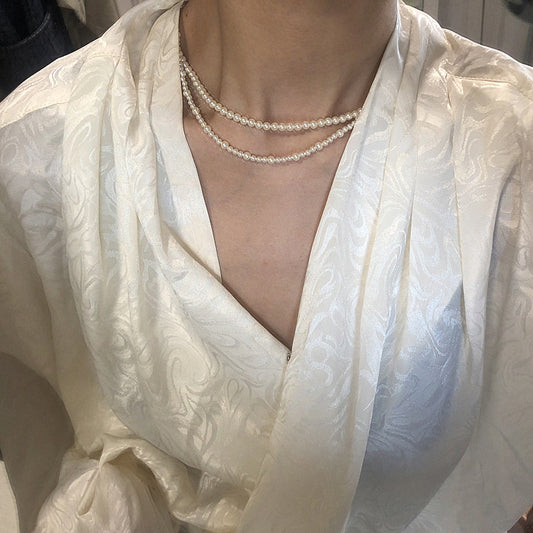 Handmade Type Highlight Pearl Clavicle Necklace Retro